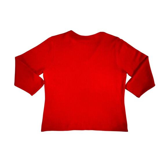 Vintage Norton McNaughton Red Sweater Beaded Bow Holiday Coquette Christmas - Picture 3 of 4